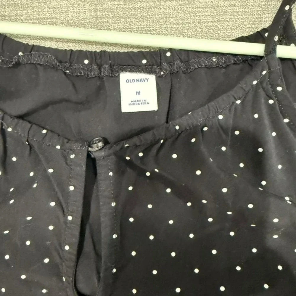 Old Navy Womens Polka Dot Sleeveless‎ Romper Black White Size M Keyhole Pocket
